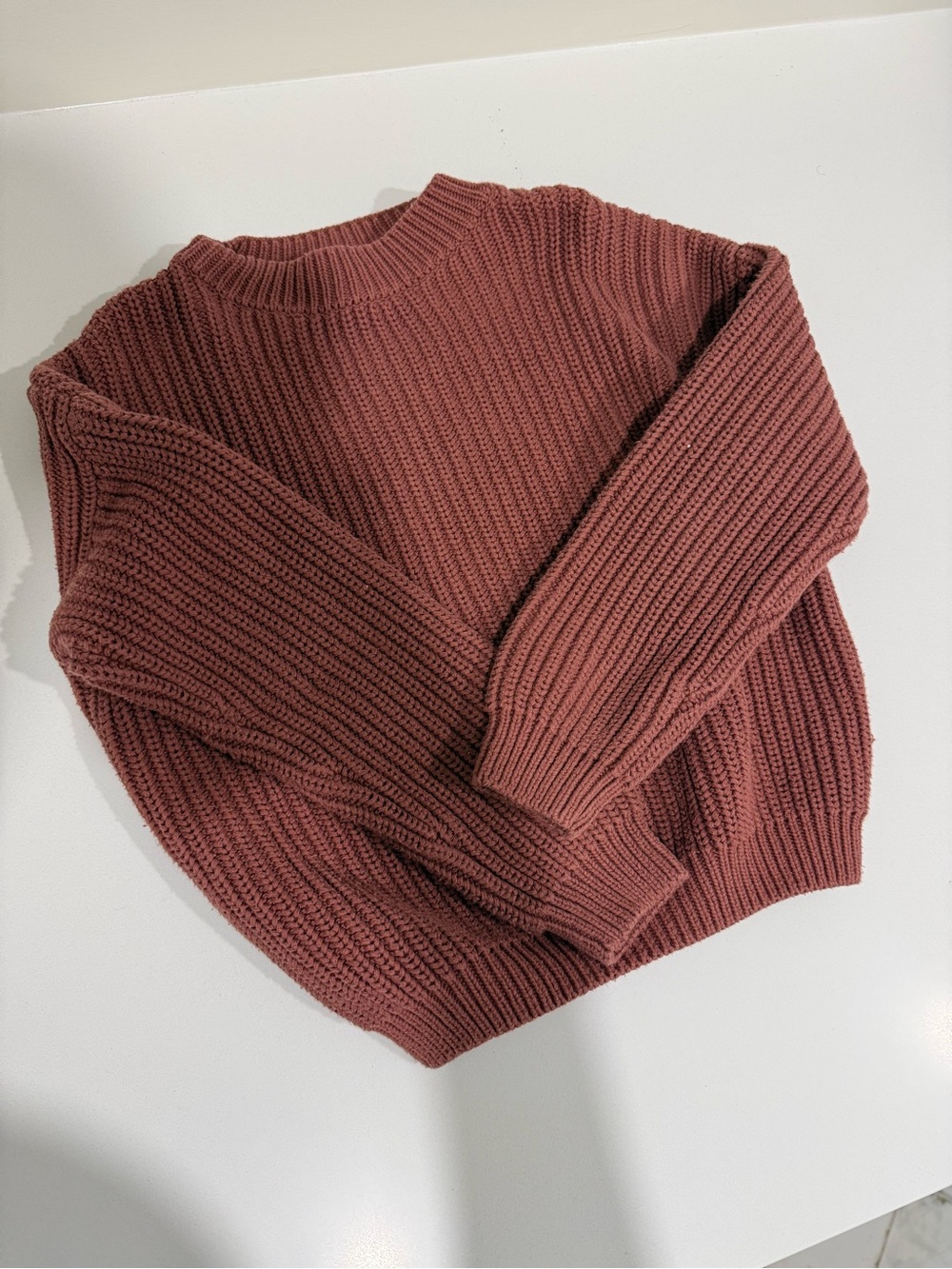Rust Crewneck Ribbed Girls Sweater - Picture 4 of 5